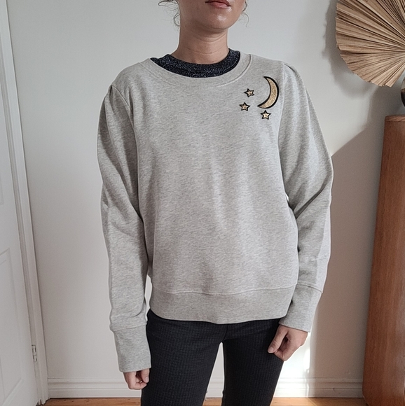 J. Crew Gray Sweater with Moon and Stars - Picture 2 of 8
